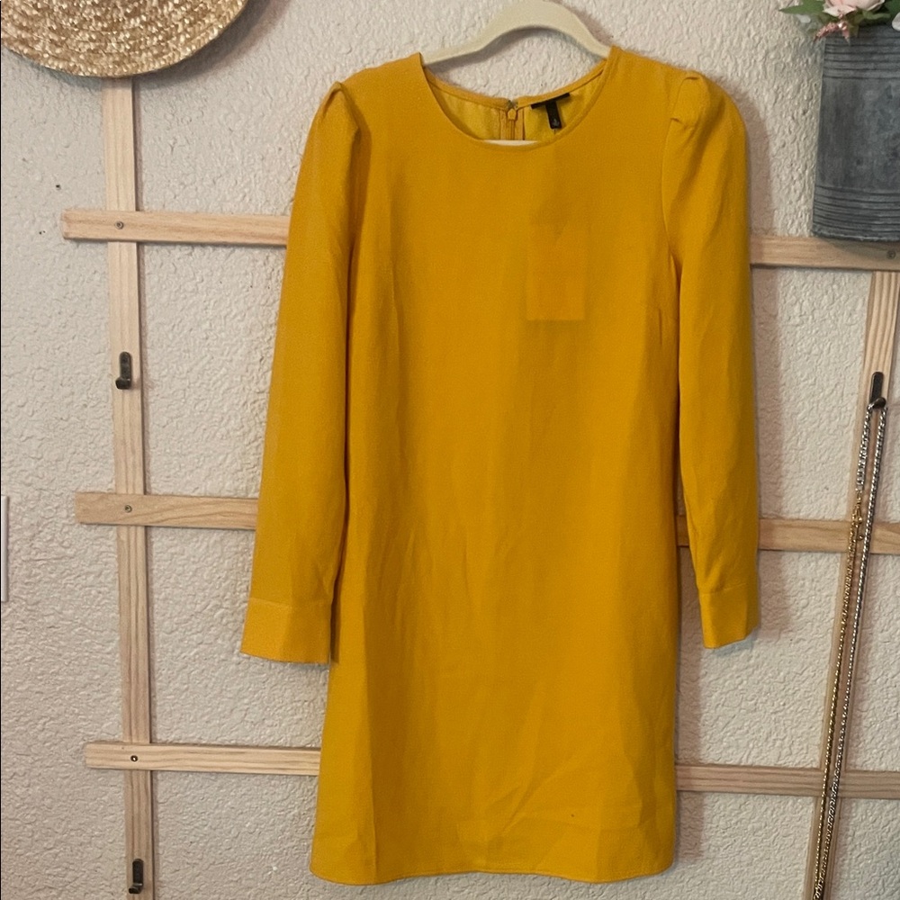 Who What Wear Mustard Long Sleeve Dress